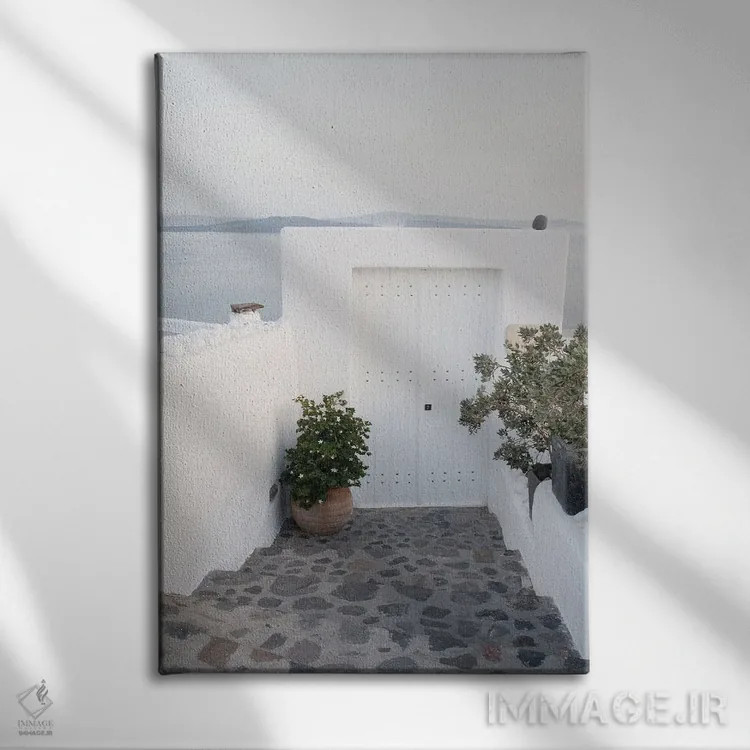 تابلو سرخوشی اویای سانتورینی IV (محلهای در سانتورینی) اثر هنر آنیتا و بلا - نمای روبهرو روی دیوار