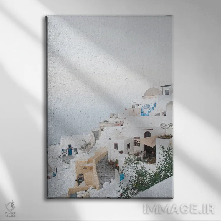 تابلو رویای طلوع اویای سانتورینی I (محلهای در سانتورینی) اثر هنر آنیتا و بلا - نمای روبهرو روی دیوار