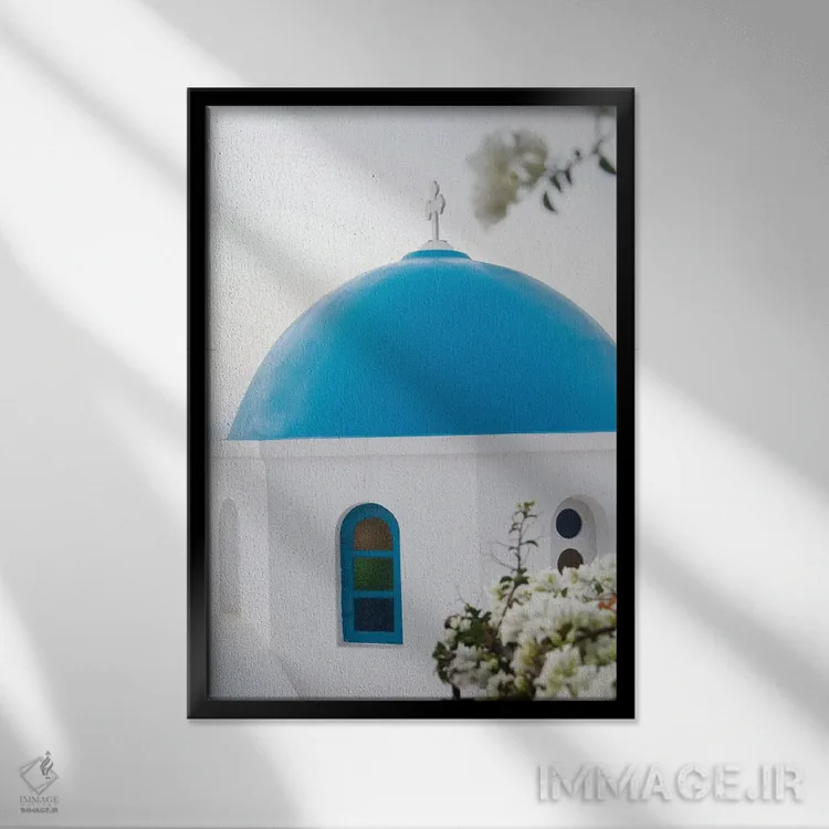 تابلو اویای سانتورینی یونان I (محلهای در سانتورینی) اثر هنر آنیتا و بلا - نمای قابدار مشکی