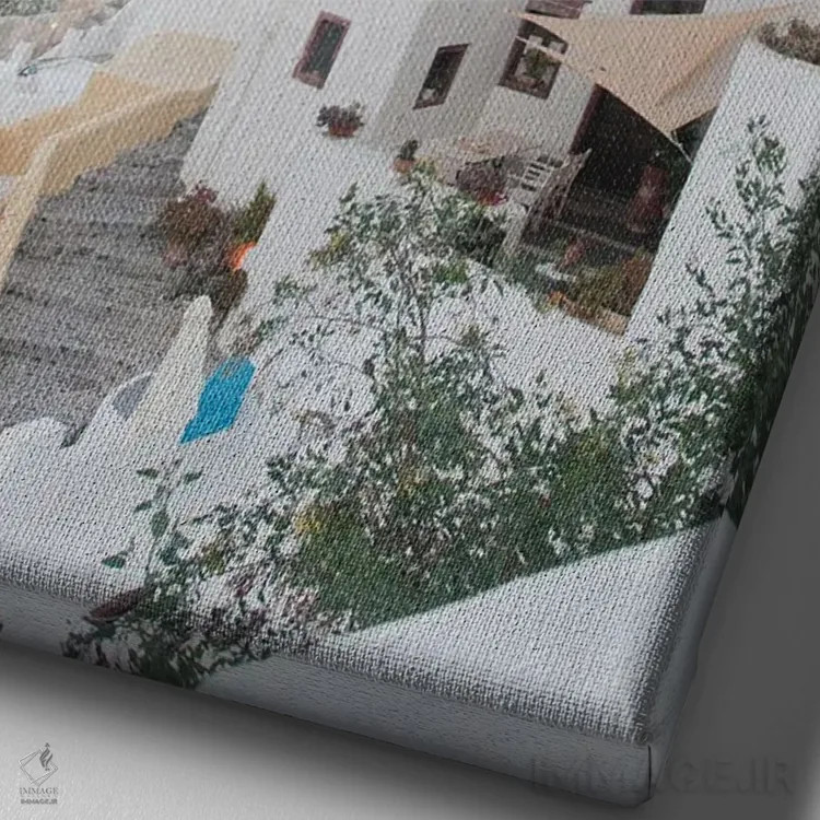 تابلو رویای طلوع اویای سانتورینی I (محلهای در سانتورینی) اثر هنر آنیتا و بلا - نمای نزدیک بافت بوم