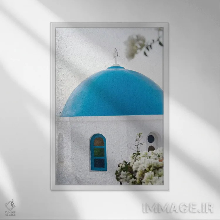 تابلو اویای سانتورینی یونان I (محلهای در سانتورینی) اثر هنر آنیتا و بلا - نمای قابدار سفید