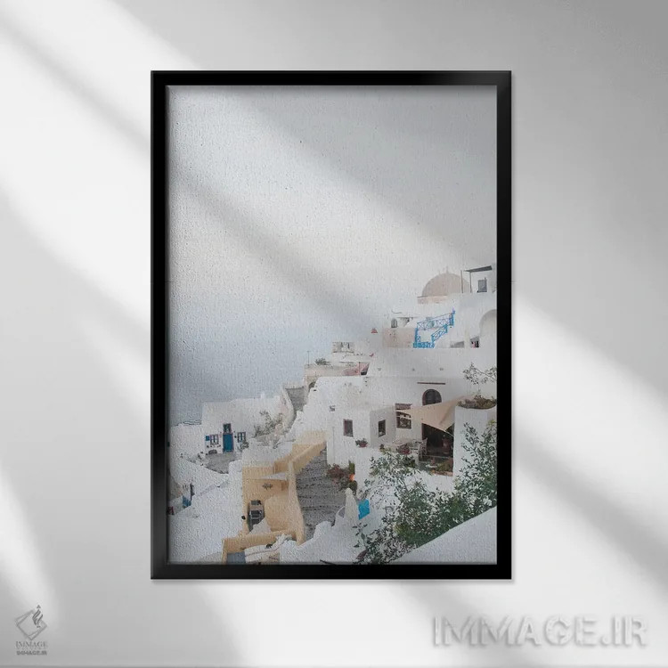 تابلو رویای طلوع اویای سانتورینی I (محلهای در سانتورینی) اثر هنر آنیتا و بلا - نمای قابدار مشکی