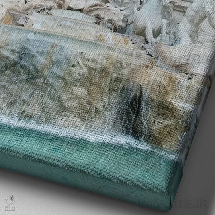 تابلو فوارهٔ تروی رم یک اثر هنر آنیتا و بلا - نمای نزدیک بافت بوم