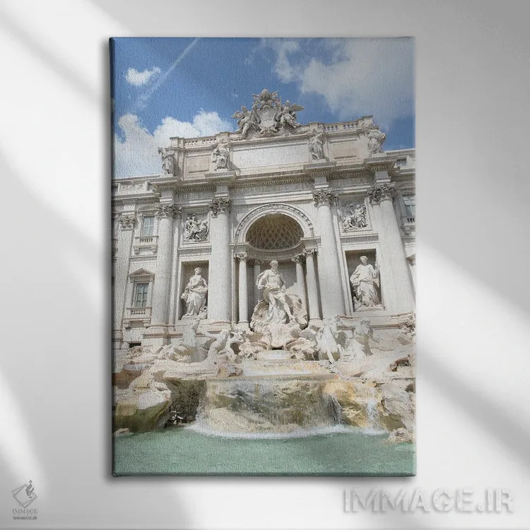 تابلو فوارهٔ تروی رم دو اثر هنر آنیتا و بلا - نمای روبهرو روی دیوار
