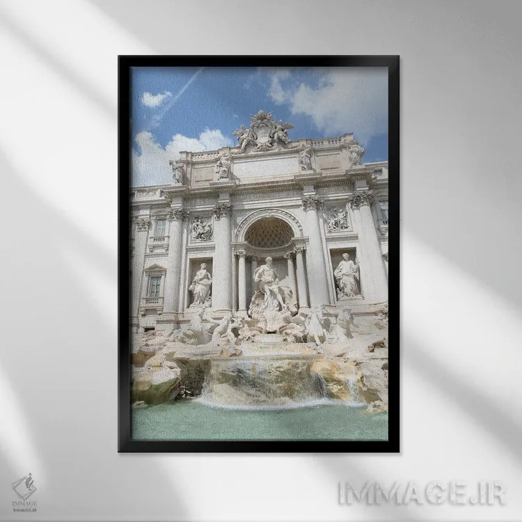 تابلو فوارهٔ تروی رم دو اثر هنر آنیتا و بلا - نمای قابدار مشکی