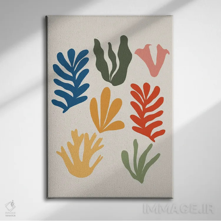 تابلو الگوی انتزاعی علف دریایی یک اثر هنر آنیتا و بلا - نمای روبهرو روی دیوار