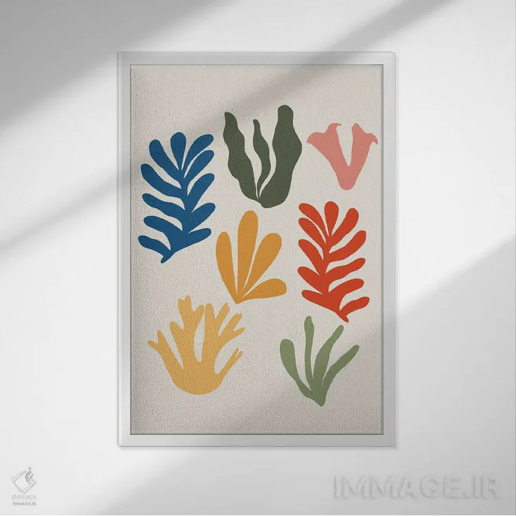 تابلو الگوی انتزاعی علف دریایی یک اثر هنر آنیتا و بلا - نمای قابدار سفید