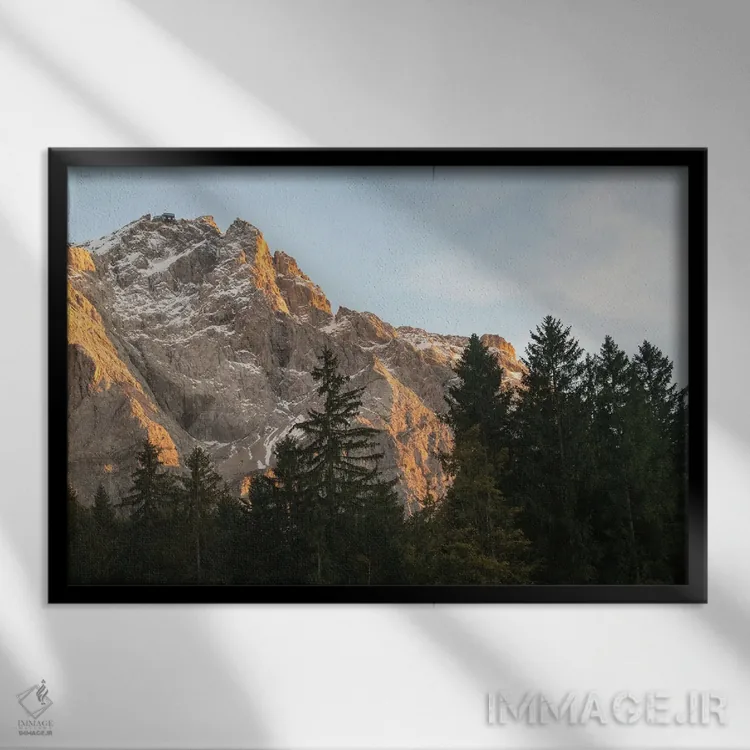 تابلو لذت غروب کوهستان یک اثر هنر آنیتا و بلا - نمای قابدار مشکی