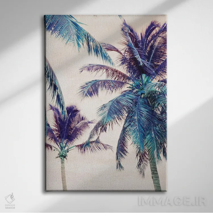 تابلو رویای ساحل نخلهای تابستانی یک اثر هنر آنیتا و بلا - نمای روبهرو روی دیوار