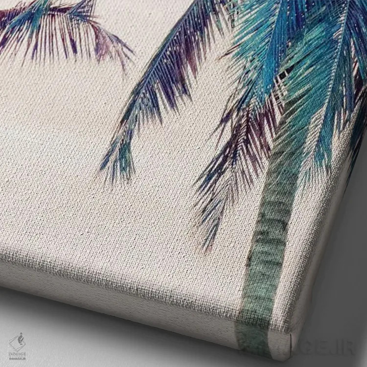 تابلو رویای ساحل نخلهای تابستانی یک اثر هنر آنیتا و بلا - نمای نزدیک بافت بوم