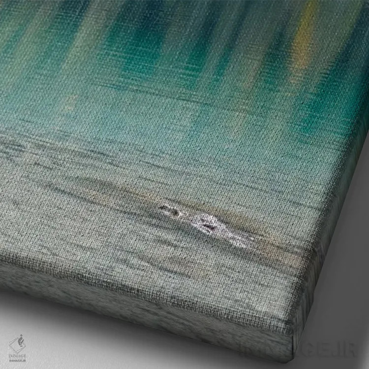 تابلو بازتاب درختان در دریاچه دوم اثر هنر آنیتا و بلا - نمای نزدیک بافت بوم