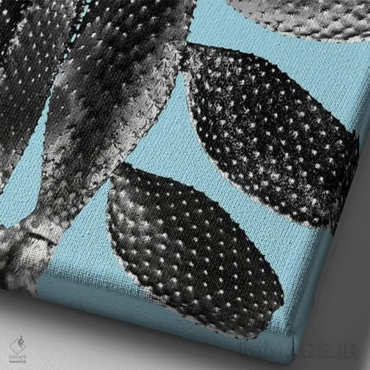 تابلو کاکتوس سیاه و آبی روشن یک اثر هنر آنیتا و بلا - نمای نزدیک بافت بوم