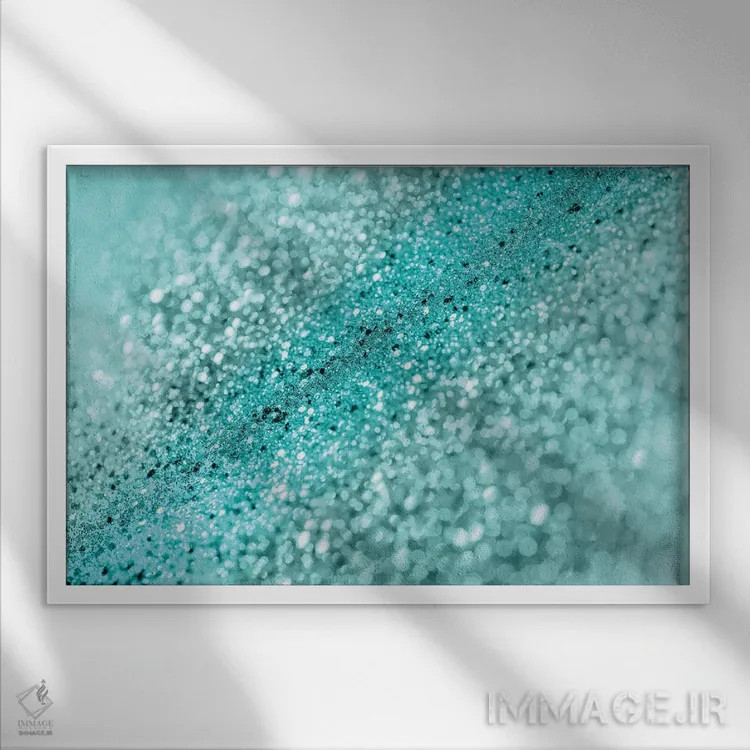 تابلو درخشش بوکه اقیانوس فیروزهای اثر هنر آنیتا و بلا - نمای قابدار سفید