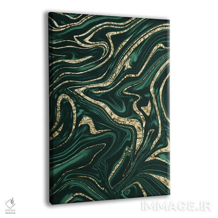تابلو مرمر سبز زمردی و سیاه و طلایی دوم اثر هنر آنیتا و بلا - نمای پرسپکتیو محصول