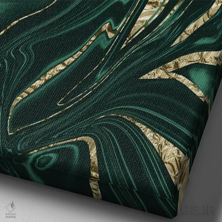 تابلو مرمر سبز زمردی و سیاه و طلایی دوم اثر هنر آنیتا و بلا - نمای نزدیک بافت بوم