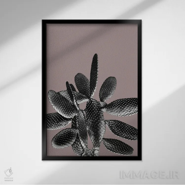 تابلو کاکتوس سیاه و ارغوانی یک اثر هنر آنیتا و بلا - نمای قابدار مشکی