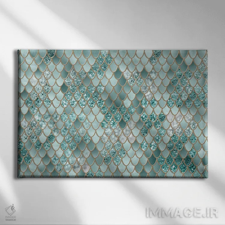 تابلو شکوه فلس پری دریایی چهارم (درخشش مصنوعی) اثر هنر آنیتا و بلا - نمای روبهرو روی دیوار