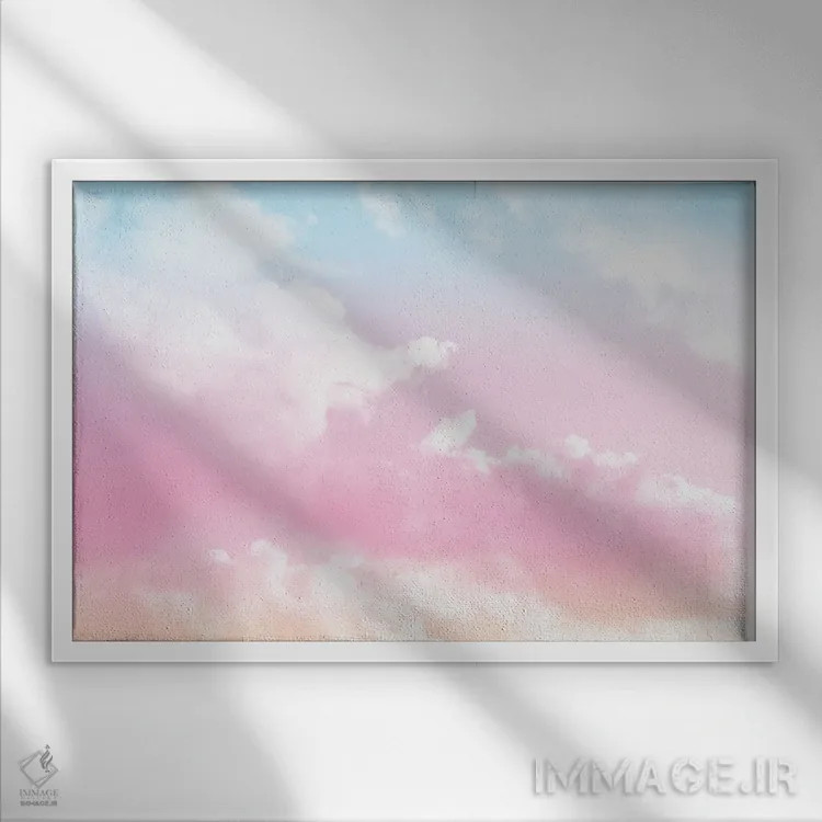 تابلو ابرهای پاستلی رؤیایی اثر هنر آنیتا و بلا - نمای قابدار سفید