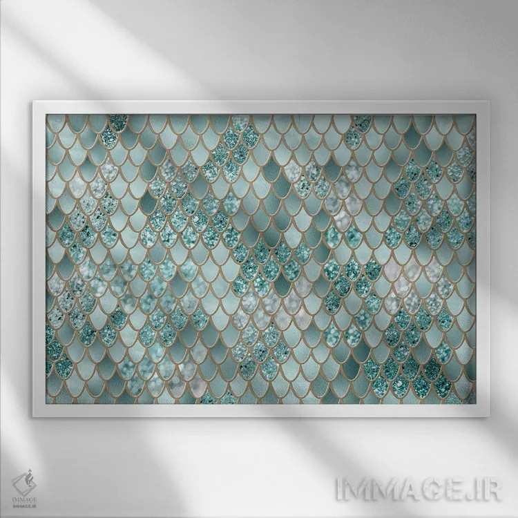تابلو شکوه فلس پری دریایی چهارم (درخشش مصنوعی) اثر هنر آنیتا و بلا - نمای قابدار سفید
