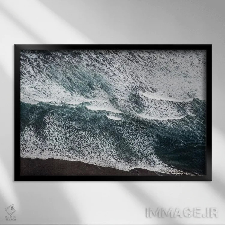 تابلو نمای هوایی اقیانوس اطلس اثر هنر آنیتا و بلا - نمای قابدار مشکی