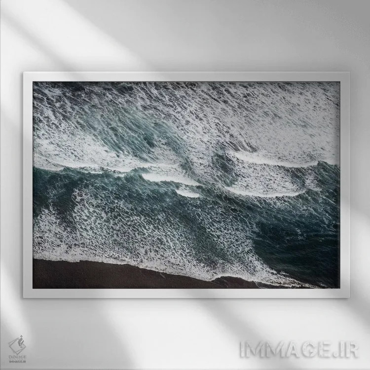 تابلو نمای هوایی اقیانوس اطلس اثر هنر آنیتا و بلا - نمای قابدار سفید