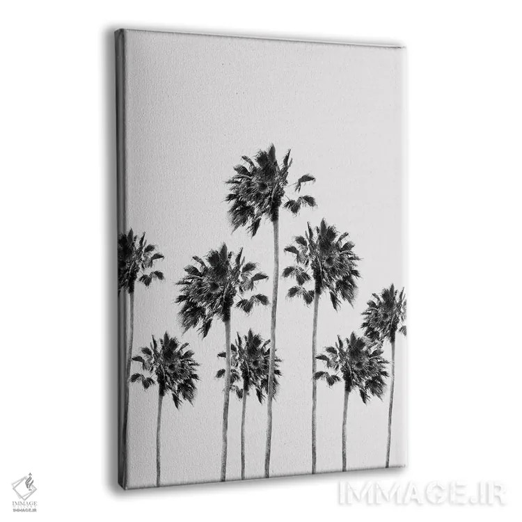 تابلو ظرافت نخلهای سیاه و سفید یک اثر هنر آنیتا و بلا - نمای پرسپکتیو محصول