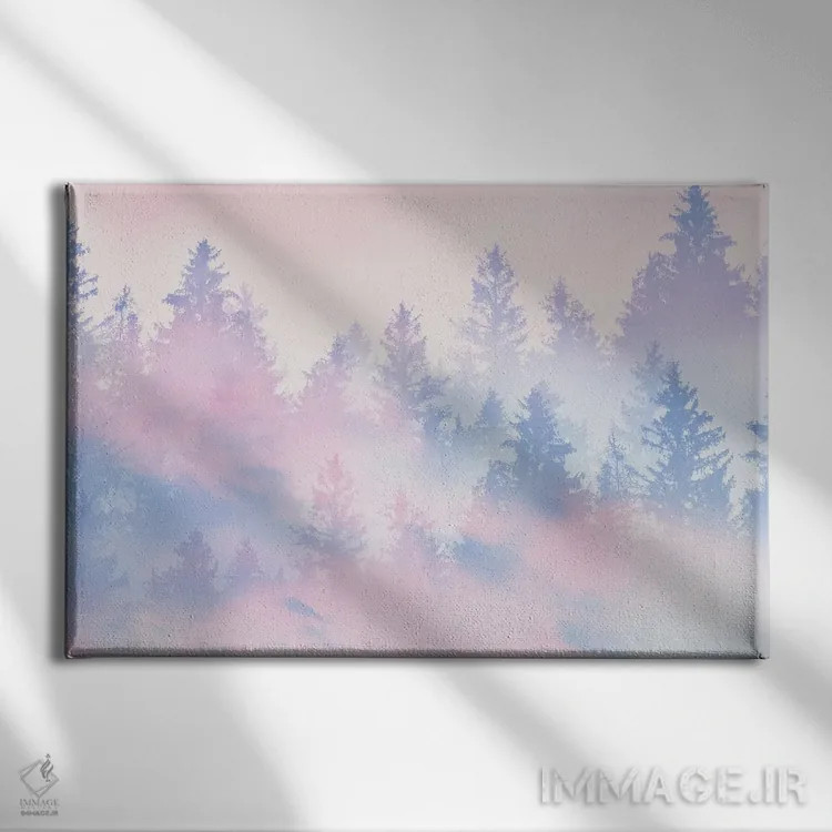 تابلو رویای جنگل پاستلی سوم اثر هنر آنیتا و بلا - نمای روبهرو روی دیوار