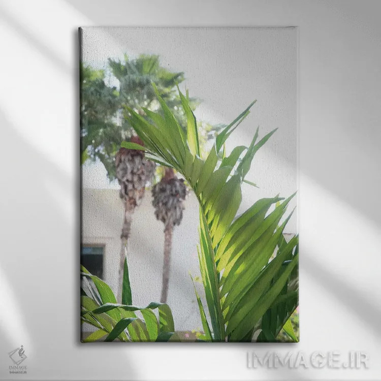 تابلو درختان برگ نخل اثر هنر آنیتا و بلا - نمای روبهرو روی دیوار