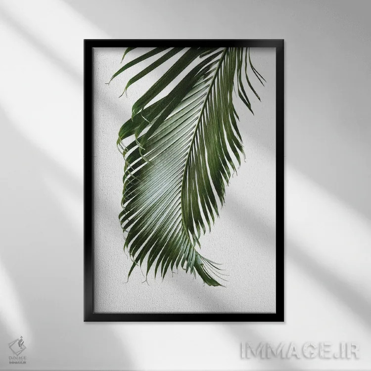 تابلو ظرافت برگ نخل دوم اثر هنر آنیتا و بلا - نمای قابدار مشکی