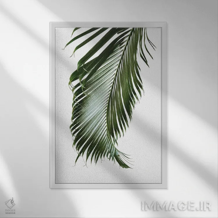 تابلو ظرافت برگ نخل دوم اثر هنر آنیتا و بلا - نمای قابدار سفید