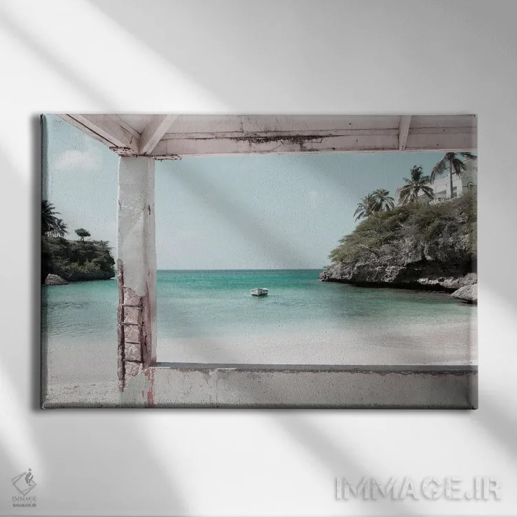 تابلو رویای ساحل لاگون آبی دوم اثر هنر آنیتا و بلا - نمای روبهرو روی دیوار