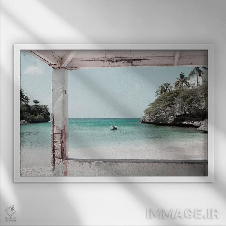 تابلو رویای ساحل لاگون آبی دوم اثر هنر آنیتا و بلا - نمای قابدار سفید