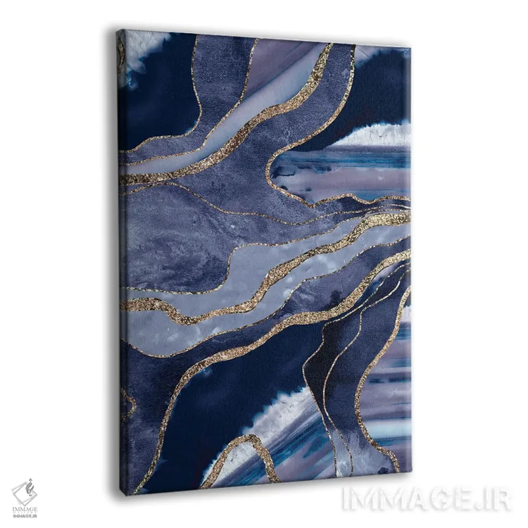 تابلو شکوه مرمر آبی عقیق و درخشش طلایی یک اثر هنر آنیتا و بلا - نمای پرسپکتیو محصول