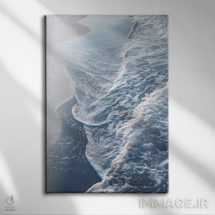 تابلو امواج رؤیایی اقیانوس آبی اثر هنر آنیتا و بلا - نمای روبهرو روی دیوار
