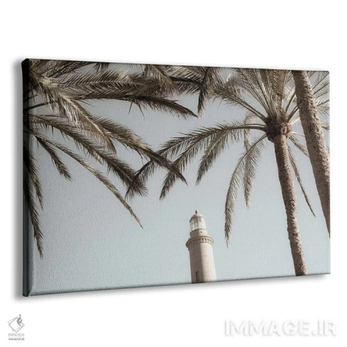 تابلو فانوس دریایی و نخلها اثر هنر آنیتا و بلا - نمای پرسپکتیو محصول