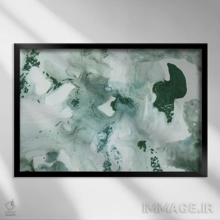 تابلو شکوه مرمر جوهر سبز تیره اثر هنر آنیتا و بلا - نمای قابدار مشکی