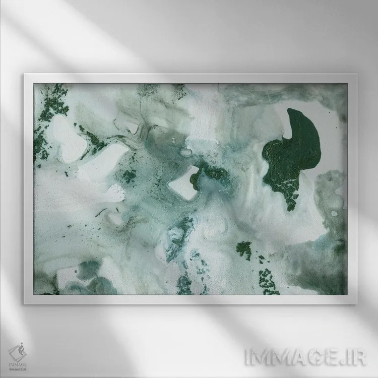 تابلو شکوه مرمر جوهر سبز تیره اثر هنر آنیتا و بلا - نمای قابدار سفید