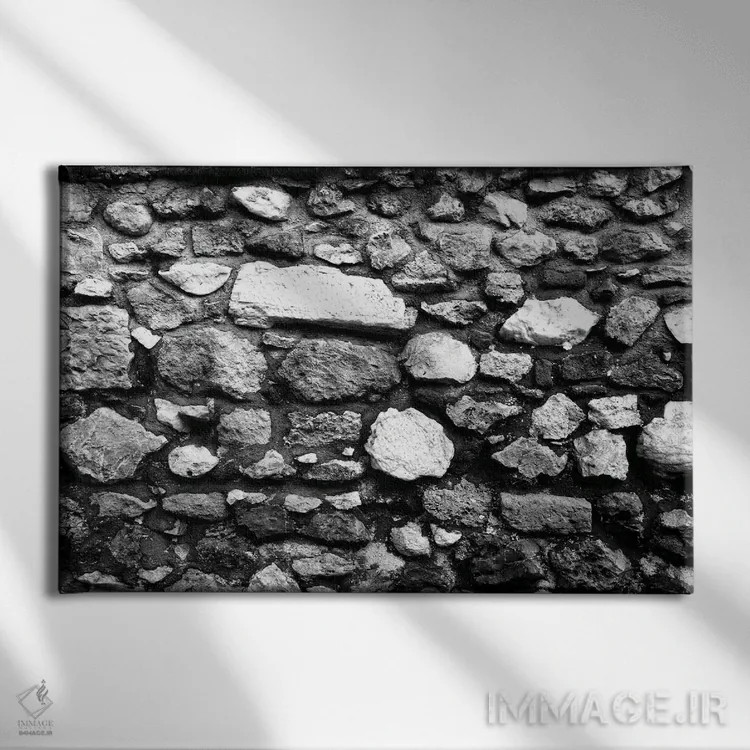 تابلو دیوار سنگی سیاه و سفید یک اثر هنر آنیتا و بلا - نمای روبهرو روی دیوار