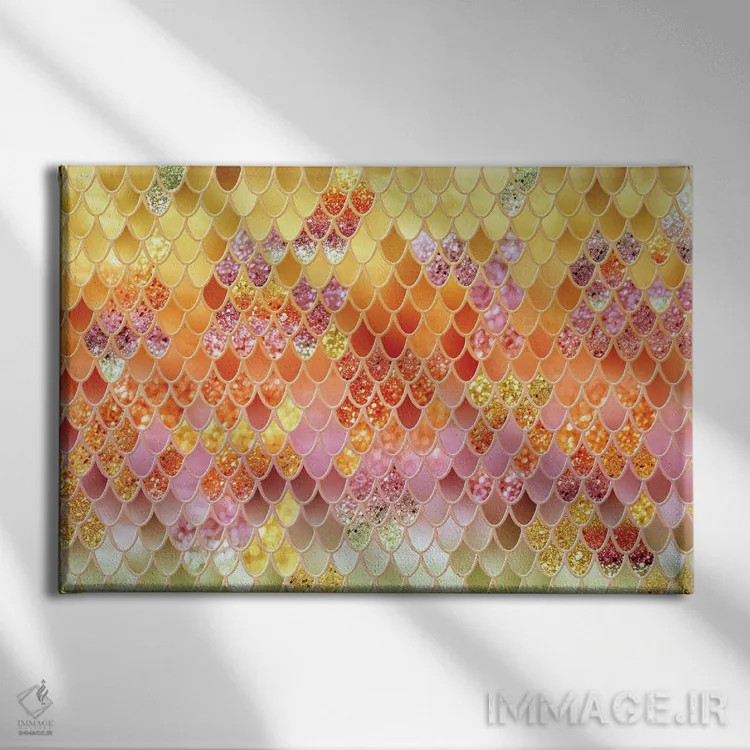تابلو فلسهای درخشان پری دریایی تابستانی چهارم (درخشش مصنوعی) اثر هنر آنیتا و بلا - نمای روبهرو روی دیوار