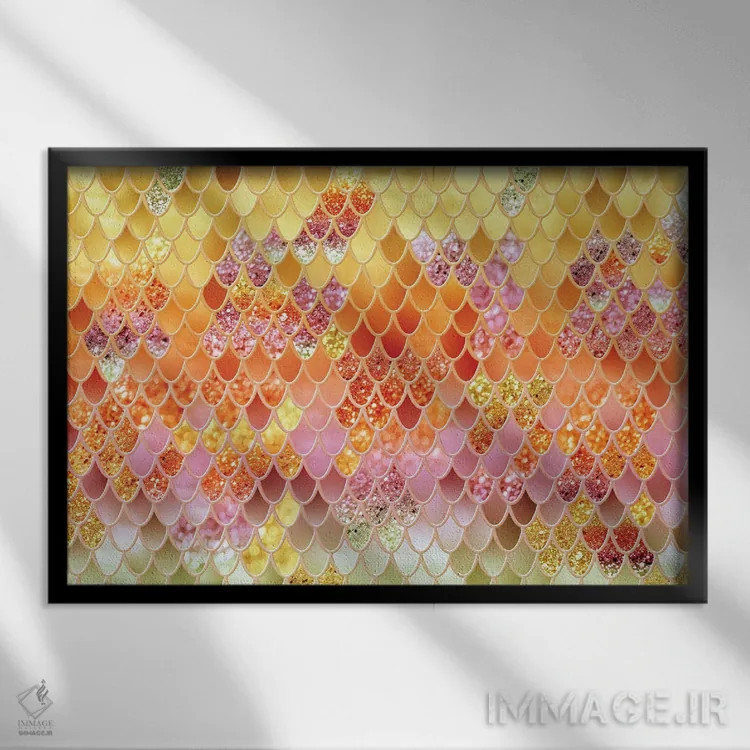 تابلو فلسهای درخشان پری دریایی تابستانی چهارم (درخشش مصنوعی) اثر هنر آنیتا و بلا - نمای قابدار مشکی