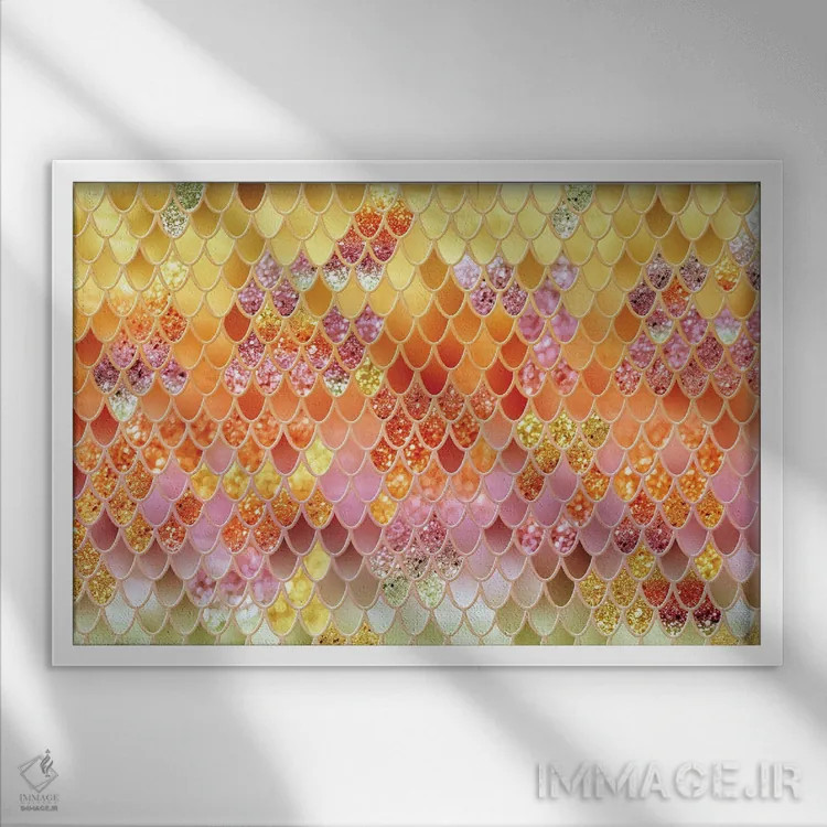 تابلو فلسهای درخشان پری دریایی تابستانی چهارم (درخشش مصنوعی) اثر هنر آنیتا و بلا - نمای قابدار سفید
