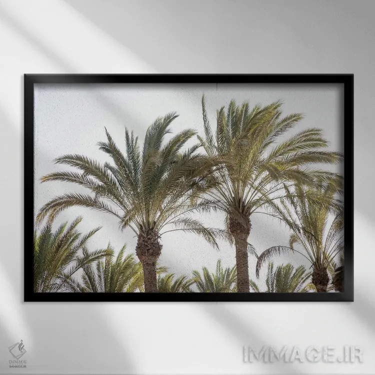 تابلو نخلهای شرقی اثر هنر آنیتا و بلا - نمای قابدار مشکی