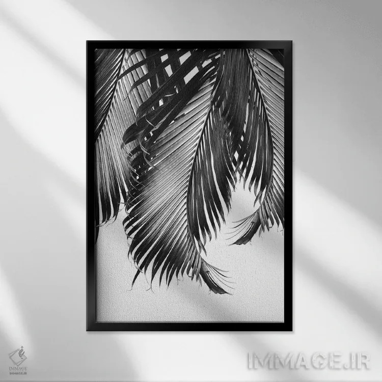 تابلو ظرافت برگ نخل دوم اثر هنر آنیتا و بلا - نمای قابدار مشکی