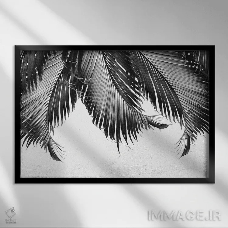 تابلو ظرافت برگ نخل سوم اثر هنر آنیتا و بلا - نمای قابدار مشکی