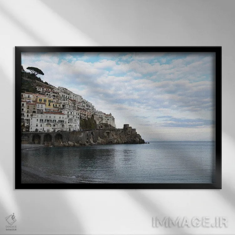 تابلو رویای طلوع آفتاب آمالفی یک اثر هنر آنیتا و بلا - نمای قابدار مشکی