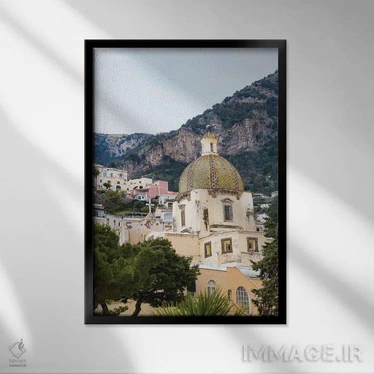 تابلو زیبایی گنبد پوزیتانو دو اثر هنر آنیتا و بلا - نمای قابدار مشکی