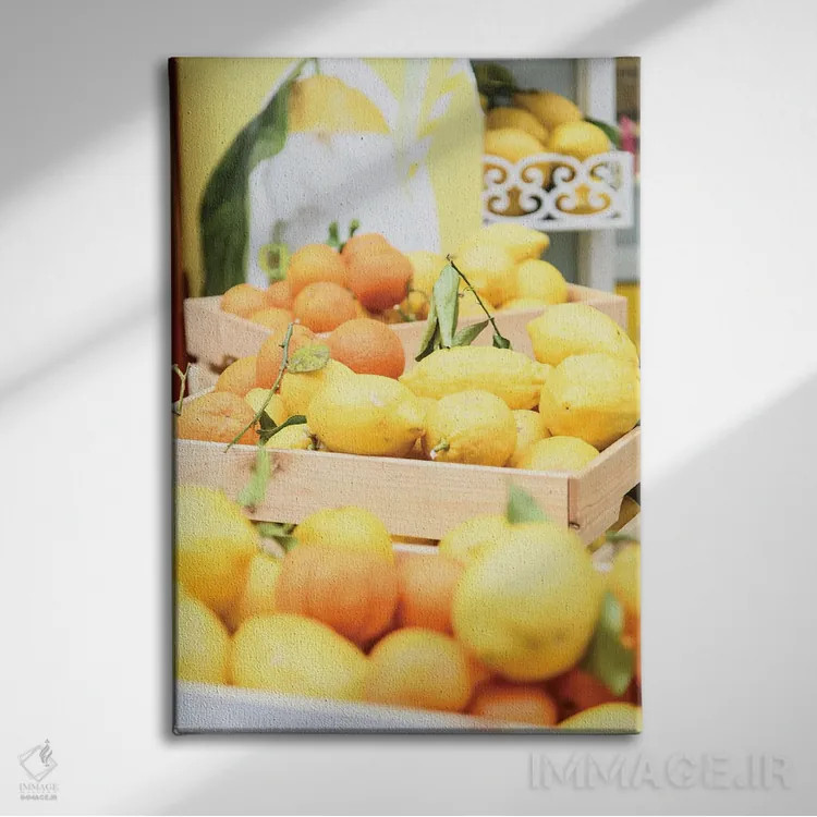 تابلو لیموها و پرتقالهای آمالفی یک اثر هنر آنیتا و بلا - نمای روبهرو روی دیوار