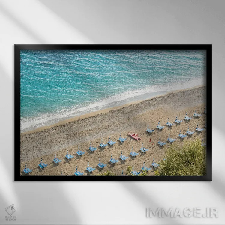 تابلو رویای هوایی ساحل آمالفی دو اثر هنر آنیتا و بلا - نمای قابدار مشکی