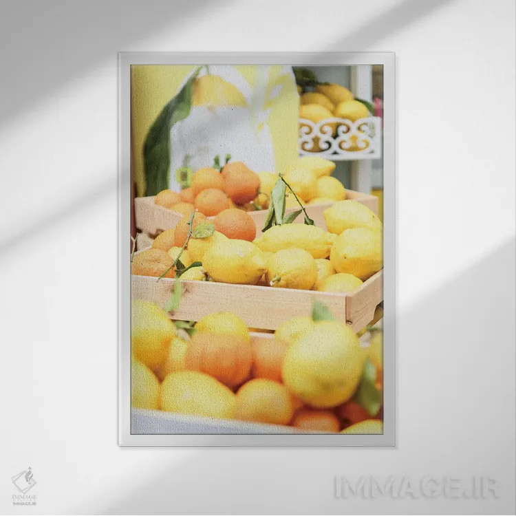 تابلو لیموها و پرتقالهای آمالفی یک اثر هنر آنیتا و بلا - نمای قابدار سفید