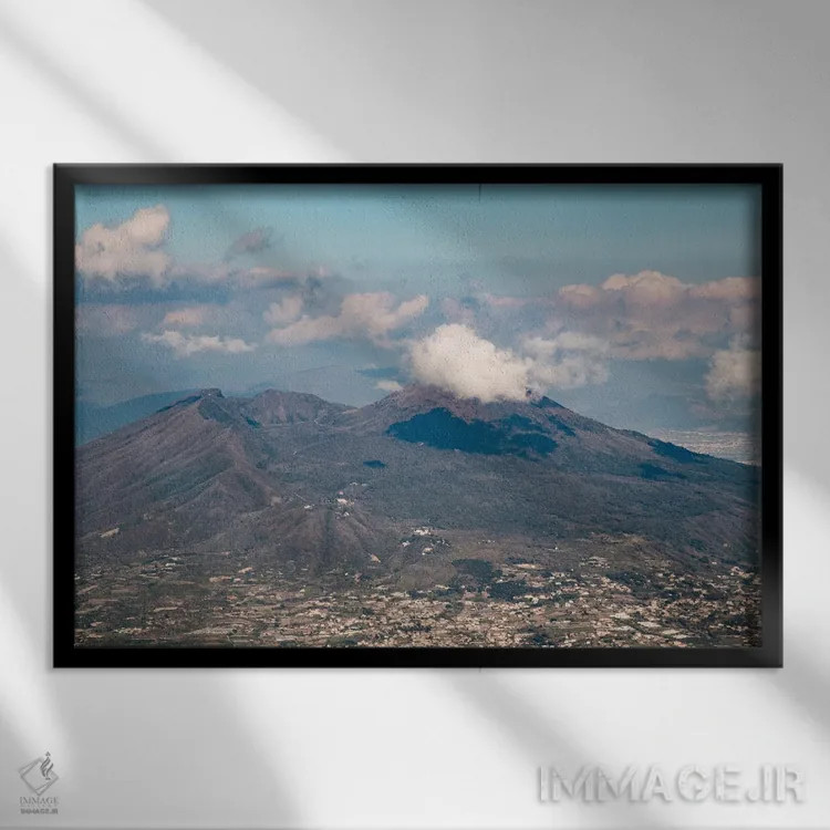 تابلو نمای کوه وزوو ناپل یک اثر هنر آنیتا و بلا - نمای قابدار مشکی